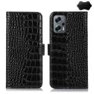 For Xiaomi Redmi Note 12 Turbo Crocodile Top Layer Cowhide Leather Phone Case(Black) - 1