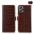 For Xiaomi Redmi Note 12 Turbo Crocodile Top Layer Cowhide Leather Phone Case(Brown) - 1