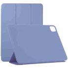 For iPad Pro 12.9 inch(2020) Horizontal Flip Ultra-thin Double-sided Clip Non-buckle Magnetic PU Leather Tablet Case With Three-folding Holder & Sleep / Wake-up Function(Purple) - 1
