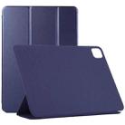 For iPad Air 13 2024 / Pro 12.9 2020 Non-buckle Double-sided Magnetic Flip Leather Tablet Case With Holder & Sleep / Wake-up Function(Dark Blue) - 1