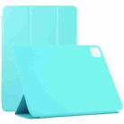 For iPad Pro 12.9 inch(2020) Horizontal Flip Ultra-thin Double-sided Clip Non-buckle Magnetic PU Leather Tablet Case With Three-folding Holder & Sleep / Wake-up Function(Sky Blue) - 1