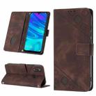 For Honor 10X Lite Skin-feel Embossed Leather Phone Case(Brown) - 1