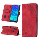 For Honor 10X Lite Skin-feel Embossed Leather Phone Case(Red) - 1