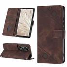 For Honor 70 Skin-feel Embossed Leather Phone Case(Brown) - 1