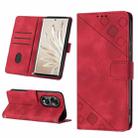 For Honor 70 Skin-feel Embossed Leather Phone Case(Red) - 1