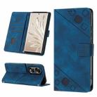 For Honor 70 Skin-feel Embossed Leather Phone Case(Blue) - 1