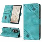 For Honor 70 Skin-feel Embossed Leather Phone Case(Green) - 1