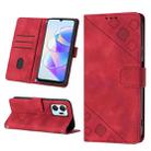 For Honor X7a 4G Global Skin-feel Embossed Leather Phone Case(Red) - 1