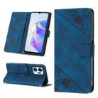 For Honor X7a 4G Global Skin-feel Embossed Leather Phone Case(Blue) - 1