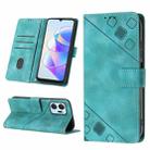 For Honor X7a 4G Global Skin-feel Embossed Leather Phone Case(Green) - 1