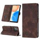For Honor X8 4G Skin-feel Embossed Leather Phone Case(Brown) - 1