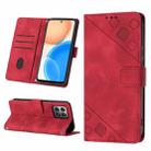 For Honor X8 4G Skin-feel Embossed Leather Phone Case(Red) - 1