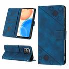 For Honor X8 4G Skin-feel Embossed Leather Phone Case(Blue) - 1