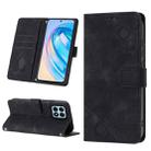 For Honor X8a 4G Global Skin-feel Embossed Leather Phone Case(Black) - 1