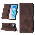 For Honor X8a 4G Global Skin-feel Embossed Leather Phone Case(Brown) - 1