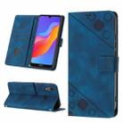 Skin-feel Embossed Leather Phone Case For Honor 8A/Y6 Pro 2019/Play 8A/8A Pro/8A 2020/8A Prime/Huawei Enjoy 9e/Huawei Y6 2019/Y6s 2019(Blue) - 1