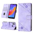 Skin-feel Embossed Leather Phone Case For Honor 8A/Y6 Pro 2019/Play 8A/8A Pro/8A 2020/8A Prime/Huawei Enjoy 9e/Huawei Y6 2019/Y6s 2019(Light Purple) - 1