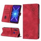 Skin-feel Embossed Leather Phone Case For Honor 9X Global/Huawei P Smart Z/Y9 Prime 2019/Enjoy 10 Plus(Red) - 1