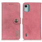 For Nokia C12 4G KHAZNEH Cowhide Texture Flip Leather Phone Case(Pink) - 1