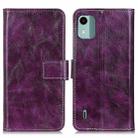 For Nokia C12 4G Retro Crazy Horse Texture Leather Phone Case(Purple) - 1