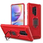 For OnePlus 8 Pro Carbon Fiber Protective Case with 360 Degree Rotating Ring Holder(Red) - 1