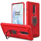 For OnePlus 8 Carbon Fiber Protective Case with 360 Degree Rotating Ring Holder(Red) - 1