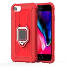 For iPhone SE 2022 / SE 2020 / 8 / 7 Carbon Fiber Protective Case with 360 Degree Rotating Ring Holder(Red) - 1