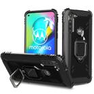 For Motorola Moto G8 Power Carbon Fiber Protective Case with 360 Degree Rotating Ring Holder(Black) - 1