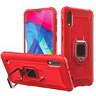 For Samsung Galaxy A10 / M10 Carbon Fiber Protective Case with 360 Degree Rotating Ring Holder(Red) - 1