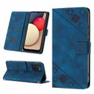 For Samsung Galaxy A02s 164mm Skin-feel Embossed Leather Phone Case(Blue) - 1