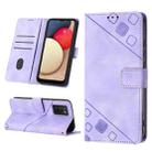 For Samsung Galaxy A02s 166mm Skin-feel Embossed Leather Phone Case(Light Purple) - 1