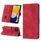 For Samsung Galaxy A03 164mm Global Skin-feel Embossed Leather Phone Case(Red) - 1