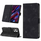 Skin-feel Embossed Leather Phone Case For Xiaomi Poco X5 5G/Redmi Note 12 China/Redmi Note 12 Global(Black) - 1