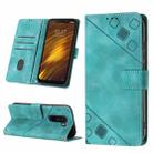 For Xiaomi Pocophone F1 Skin-feel Embossed Leather Phone Case(Green) - 1