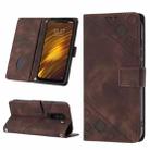 For Xiaomi Pocophone F1 Skin-feel Embossed Leather Phone Case(Brown) - 1