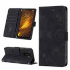 For Xiaomi Pocophone F1 Skin-feel Embossed Leather Phone Case(Black) - 1