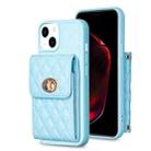 For iPhone 13 Vertical Metal Buckle Wallet Rhombic Leather Phone Case(Blue) - 1