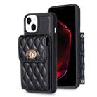 For iPhone 13 Vertical Metal Buckle Wallet Rhombic Leather Phone Case(Black) - 1