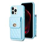 For iPhone 13 Pro Vertical Metal Buckle Wallet Rhombic Leather Phone Case(Blue) - 1