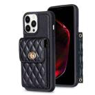 For iPhone 13 Pro Vertical Metal Buckle Wallet Rhombic Leather Phone Case(Black) - 1