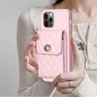 For iPhone 12 / 12 Pro Vertical Metal Buckle Wallet Rhombic Leather Phone Case(Pink) - 2