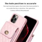 For iPhone 12 / 12 Pro Vertical Metal Buckle Wallet Rhombic Leather Phone Case(Pink) - 3