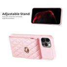 For iPhone 12 / 12 Pro Vertical Metal Buckle Wallet Rhombic Leather Phone Case(Pink) - 5