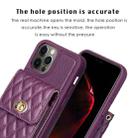 For iPhone 12 / 12 Pro Vertical Metal Buckle Wallet Rhombic Leather Phone Case(Dark Purple) - 3