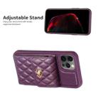 For iPhone 12 / 12 Pro Vertical Metal Buckle Wallet Rhombic Leather Phone Case(Dark Purple) - 5