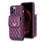 For iPhone 12 Pro Max Vertical Metal Buckle Wallet Rhombic Leather Phone Case(Dark Purple) - 1