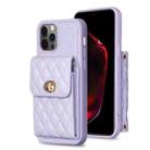 For iPhone 12 Pro Max Vertical Metal Buckle Wallet Rhombic Leather Phone Case(Purple) - 1