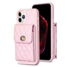 For iPhone 11 Pro Vertical Metal Buckle Wallet Rhombic Leather Phone Case(Pink) - 1