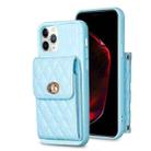 For iPhone 11 Pro Vertical Metal Buckle Wallet Rhombic Leather Phone Case(Blue) - 1