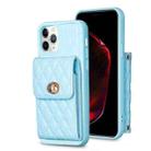 For iPhone 11 Pro Max Vertical Metal Buckle Wallet Rhombic Leather Phone Case(Blue) - 1